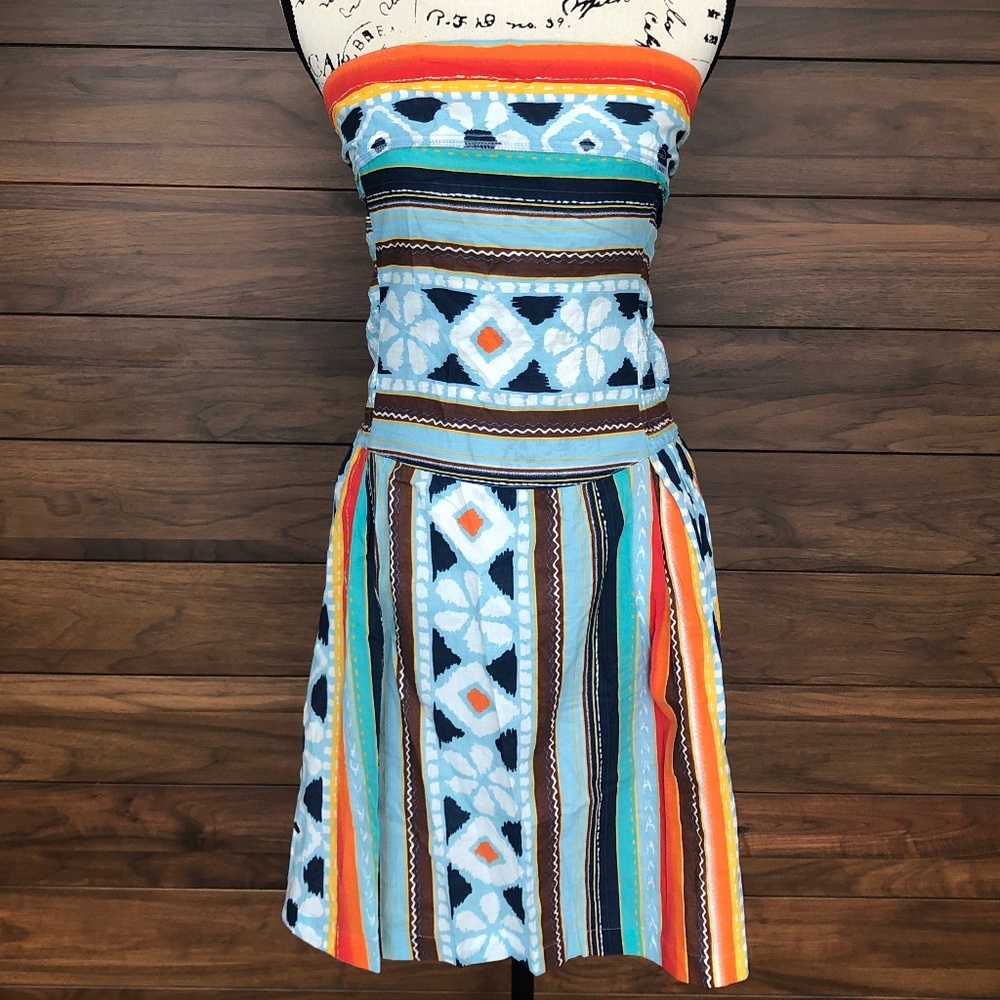 Strapless Mini Dress Faux Wrap Drop Waist Dress